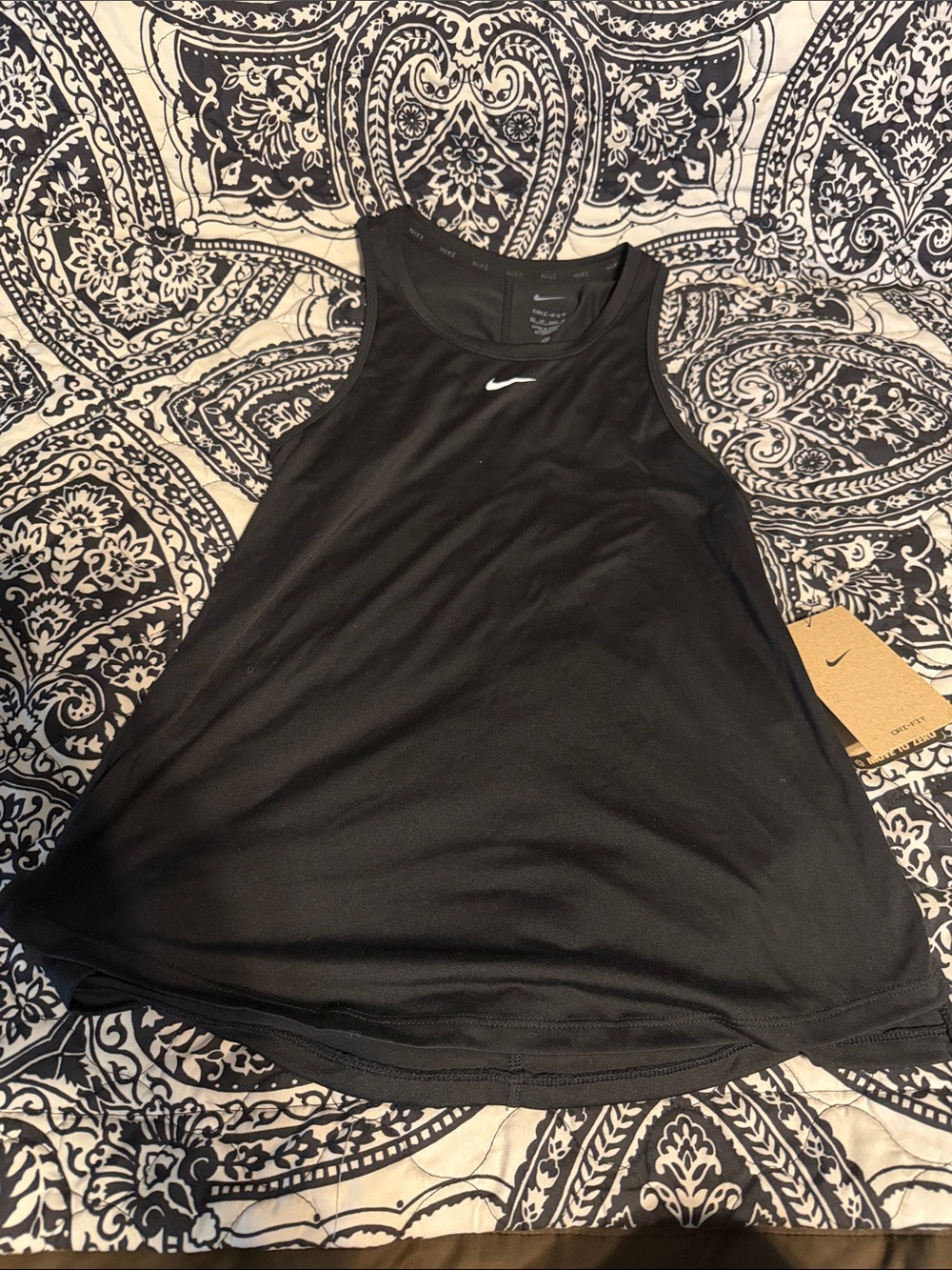 Nike Black Women's Athletic Tank Top with White Swoosh